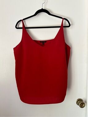 Red V-Neck Spaghetti Strap Tank Top - Women